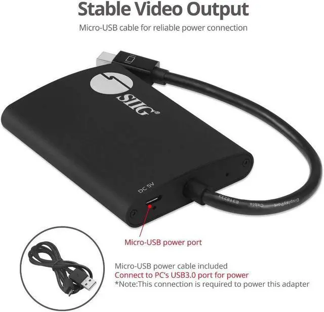 Alt view image 3 of 5 - SIIG 2-Port Mini DisplayPort 1.2 to 2 DisplayPort MST Hub Video Splitter, Not for HDMI, DisplayPort Daisy Chain Monitor, Not for MacOS, TAA Compliant (CE-DP0J11-S1)