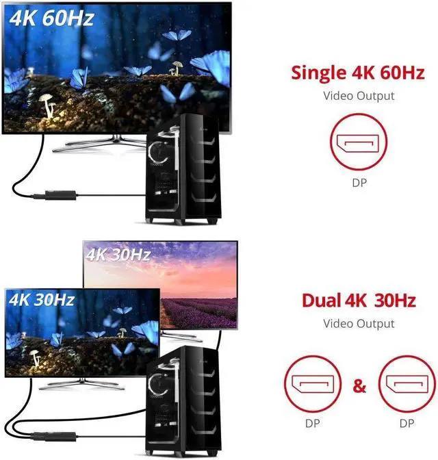 Alt view image 4 of 5 - SIIG 2-Port Mini DisplayPort 1.2 to 2 DisplayPort MST Hub Video Splitter, Not for HDMI, DisplayPort Daisy Chain Monitor, Not for MacOS, TAA Compliant (CE-DP0J11-S1)