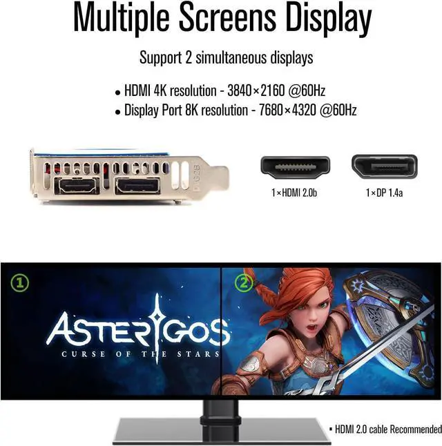 Alt view image 3 of 5 - SRhonyra GTX 1050 4GB Low Profile Graphics Card GDDR5 128 Bit 2 Monitor Video Card HDMI 2.0 Display Port 1.4 PCI Express 3.0 x16 Bus Powered