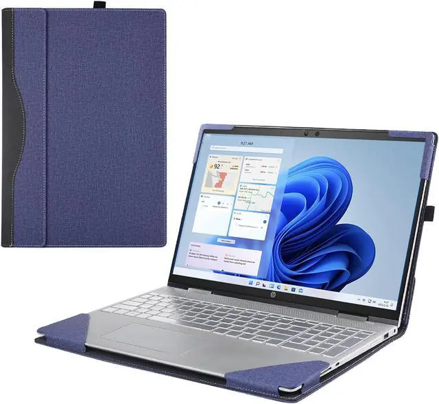 Main image of RUNMEIJIA Laptop Cover for Dell Latitude 5450 5440 5430 5420 Series 14 inch 20212024 Notebook PC .2-in-1 Detachable PU Leather Notebook Sleeve (Blue)