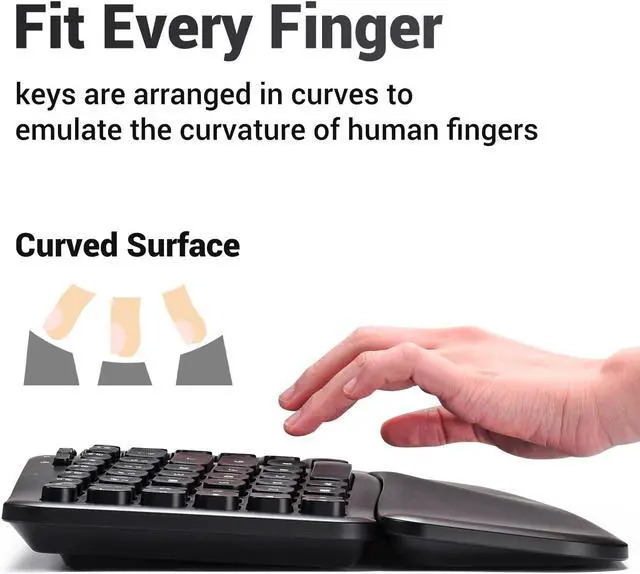 Alt view image 3 of 5 - RVP+ Split Ergonomic Keyboard with Magnetic Wrist Rest (2.4 GHz), Wireless Keyboard and USB Interface - Black