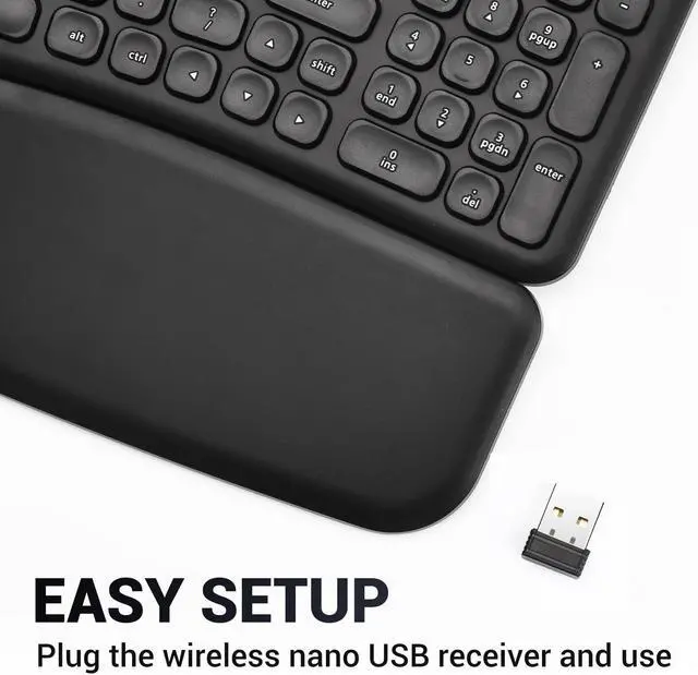 Alt view image 5 of 5 - RVP+ Split Ergonomic Keyboard with Magnetic Wrist Rest (2.4 GHz), Wireless Keyboard and USB Interface - Black