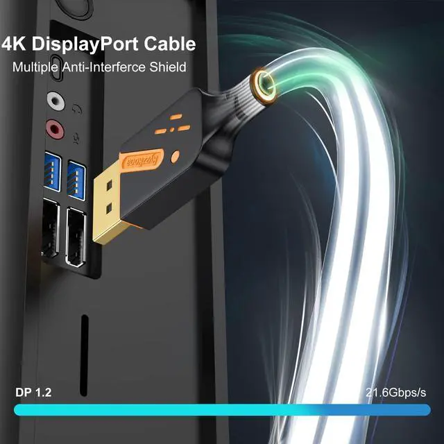 Alt view image 4 of 5 - RyzzRooa DisplayPort Cable 6 Feet, 10-Pack Gold-Plated DP to DP Cables 4K@60Hz, 2K@165Hz, 2K@144Hz, Display Port Cable Male to Male Support 3D, HDR for Gaming, Computer, TV, Monitor