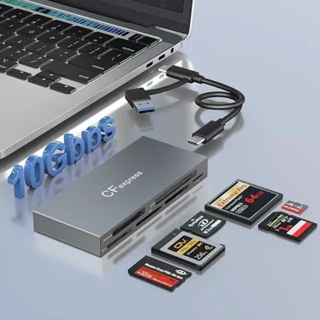 Main image of CFexpress Type B Card Reader, 6-in-1 USB 3.2 10Gbps CFexpress Card Reader Adapter for CFexpress Type B/SD/TF/MS/XD/CF Memory Card, CF Express Card Reader Read 6 Cards Simultaneously