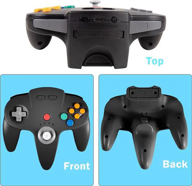 Alt view image 3 of 5 - 2 Pack 2.4 GHz Wireless Switch N64 Controller, w/USB Dongle, Compatible with Windows Laptop PC iOS Mac Linux Raspberry Pi, Switch/NSO - (Rechargeable) (Plug and Play) (Black)