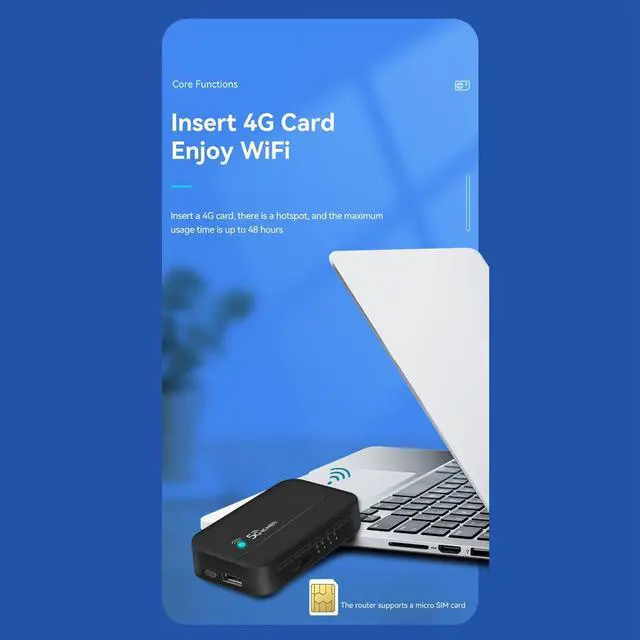 Alt view image 4 of 5 - 4G Network Router with SIM Card Slot, 10000mAh Battery Portable WiFi Router Power Bank, Unlocked 5G WiFi Hotspot 300Mbps Router, 802.11g / b/n, 100 x 60 x 32mm