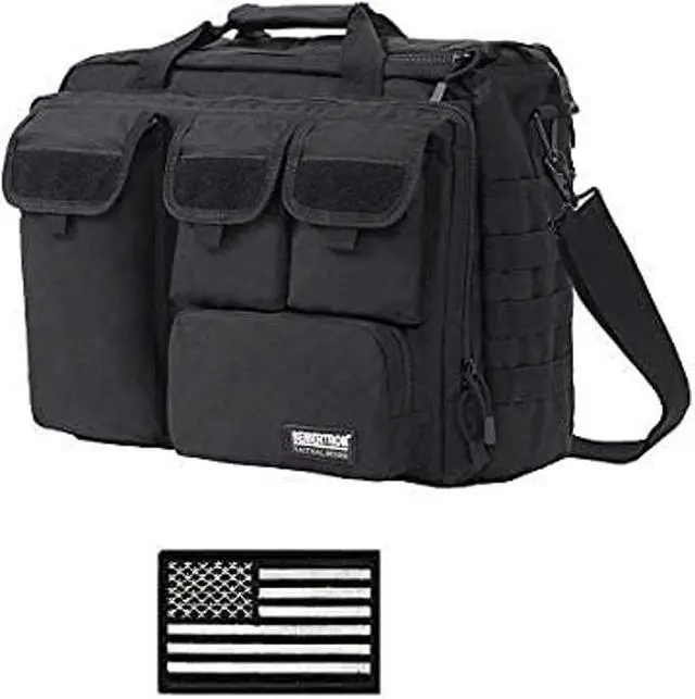 Main image of Seibertron 14.1" Shoulder Bag Black and Embroidery US Flag Black