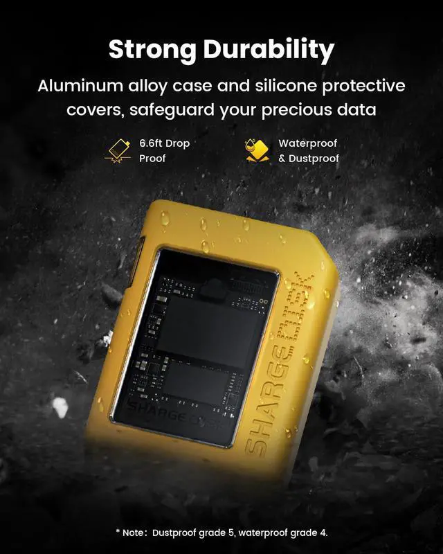 Alt view image 5 of 5 - Sharge Disk M.2 NVMe SSD Enclosure with Active Cooling System, 10Gbps USB C 3.2 Gen2, Enclosure NVMe Reader Supports M Keys and Size 2230 SSDs, Yellow