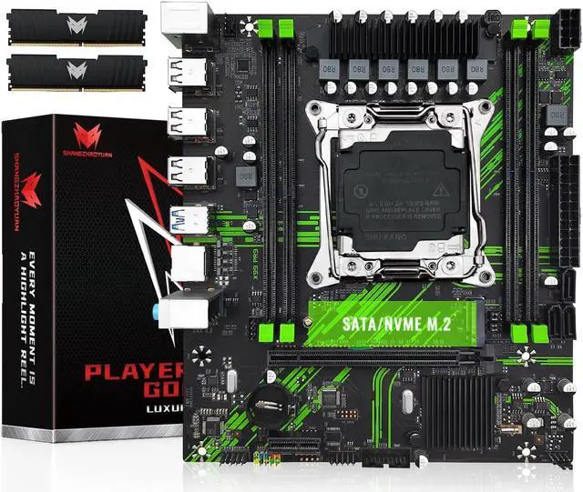 Main image of SHANGZHAOYUAN X99 PR9 Motherboard and 16GB*2 DDR4 RAM 2133MHz, LGA 2011-3 Motherboard for Intel Xeon E5 V3 V4 Processor (PCIe 3.0, M.2 Protocol, SATA 3.0, USB 3.0, Gigabit LAN)