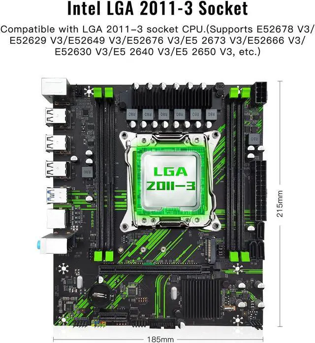 Alt view image 2 of 5 - SHANGZHAOYUAN X99 PR9 Motherboard and 16GB*2 DDR4 RAM 2133MHz, LGA 2011-3 Motherboard for Intel Xeon E5 V3 V4 Processor (PCIe 3.0, M.2 Protocol, SATA 3.0, USB 3.0, Gigabit LAN)