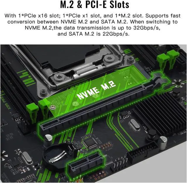 Alt view image 4 of 5 - SHANGZHAOYUAN X99 PR9 Motherboard and 16GB*2 DDR4 RAM 2133MHz, LGA 2011-3 Motherboard for Intel Xeon E5 V3 V4 Processor (PCIe 3.0, M.2 Protocol, SATA 3.0, USB 3.0, Gigabit LAN)