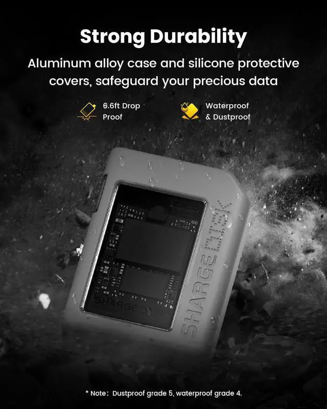 Alt view image 5 of 5 - Sharge Disk M.2 NVMe SSD Enclosure with Active Cooling System, 10Gbps USB C 3.2 Gen2, Enclosure NVMe Reader Supports M Keys and Size 2230 SSDs, Gray
