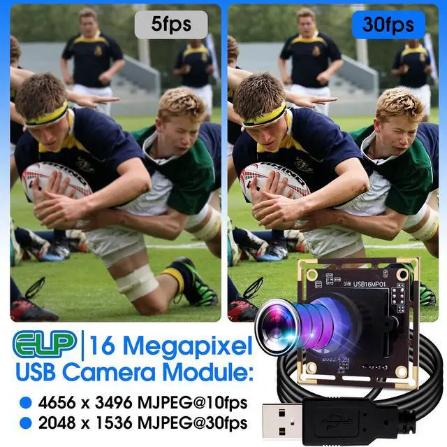 Alt view image 4 of 5 - ELP 16MP Wide Angle USB Camera Module for Raspberry Pi and Computer 4K Mini UVC USB2.0 Video Webcam Board with 118degree No Distortion Lens IMX298 Industrial PC Lightburn Camera for Laptop,Jetson Nano