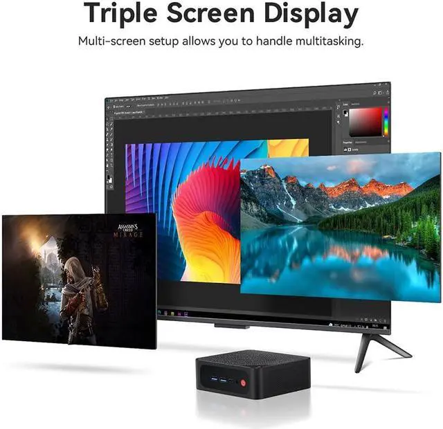 Alt view image 4 of 5 - Beelink SER5 MAX with 8-Core AMD Ryzen 7 5800H, 32GB DDR4, 500GB NVMe M.2 SSD,Triple Display 4K@60Hz Output,|Wi-Fi 6|RJ45 |Bluetooth 5.2|W-11 Gaming Office Mini Computer