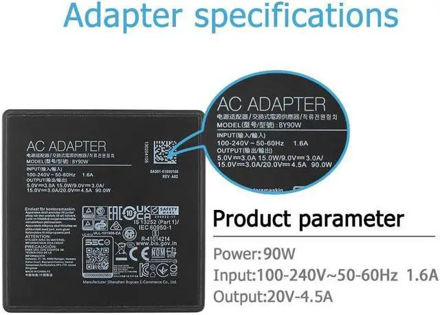 Alt view image 4 of 5 - 90W USB C Charger for Asus A21-090P2A ExpertBook B5 Flip OLED B5602F B5602 VivoBook OLED S 14 M3402RA K3402 14X S5402 S5402ZA 15 K3502ZA M3502 K3502 K3502ZA 16X S5602 S5602ZA