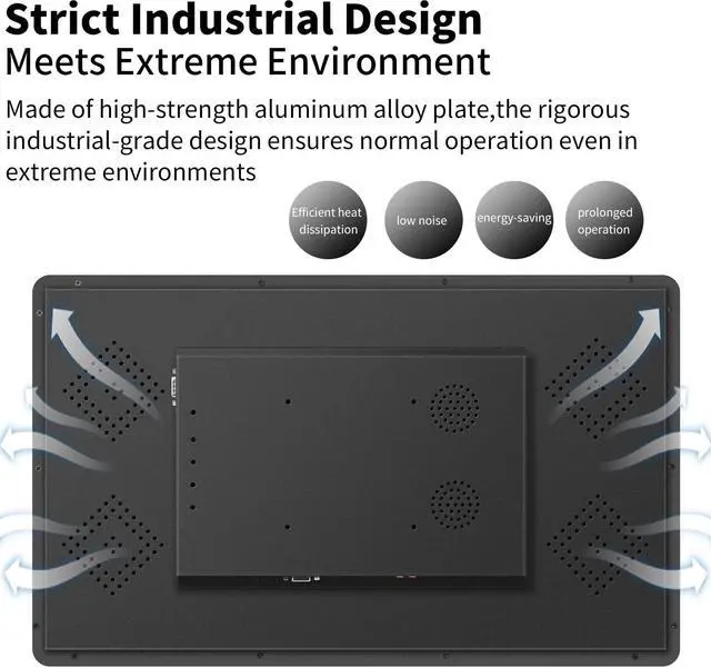 Alt view image 4 of 5 - Showscren Touchscreen Monitor 15.6 Inch 10-Points Touch Industrial Monitor, 1920 * 1080, FHD HDMI,VGA& USB Embedded Touch Screen Monitor for Device POI/POS/Kiosk/Automation, Built-in Speakers, VESA