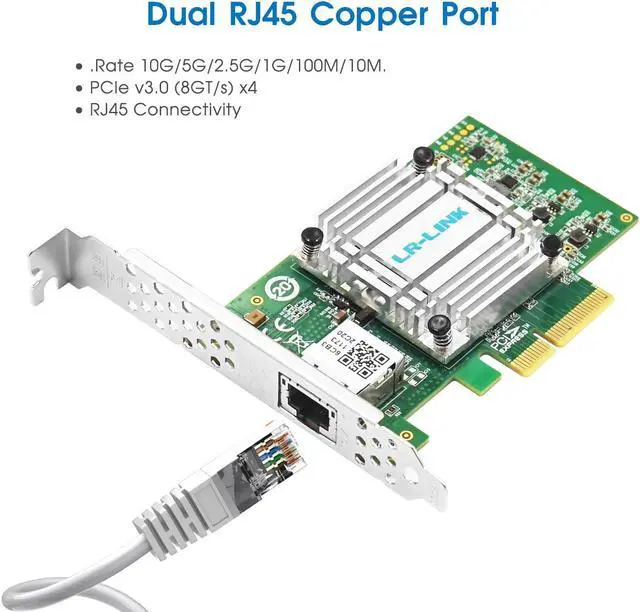 Alt view image 3 of 5 - 10G RJ45 Copper NIC Single Port with Marvell AQtion AQC113 Controller,PCI Express X4 Ethernet LAN Supports Windows10/11/Server