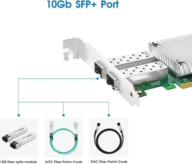 Alt view image 2 of 5 - 10Gb PCI-E Network Card, Dual SFP+ Port,with Original Intel X710 Chipset,PCI Express 3.0 X8,Ethernet Converged Network Adapter Support Windows Server/Linux/VMware Compare to Intel X710-BM2/X710-DA2