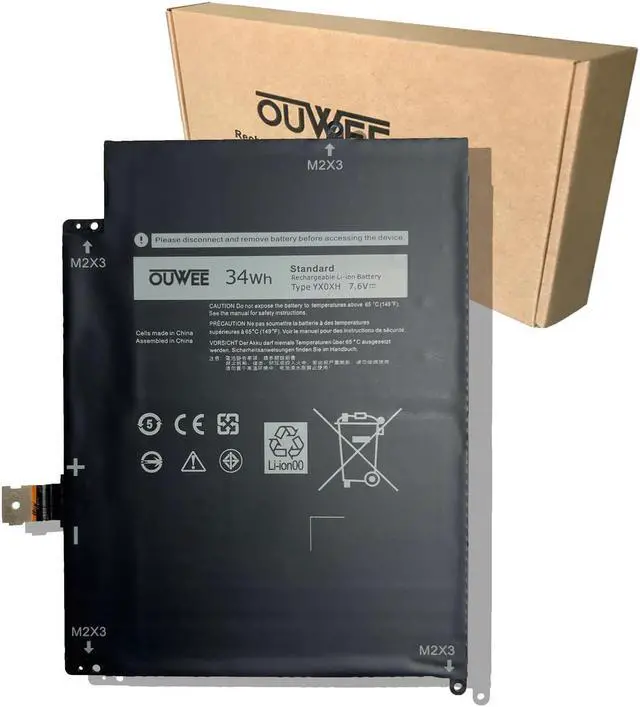 Main image of OUWEE YX0XH Laptop Battery Compatible with Dell Latitude 7285 2-in-1 Series Notebook Screen Battery 0YX0XH OWYCVV 0WYCVV C668F 0C668F 7.6V 34Wh 4250mAh
