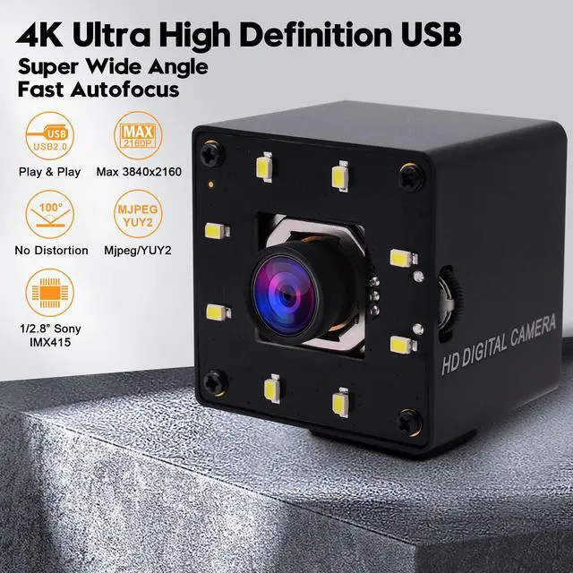 Alt view image 4 of 5 - SVPRO Webcam 4K Autofocus USB Camera 30fps UHD Computer Camera with Light,100 Degree Wide Angle Streaming Camera,Plug & Play Web Cam for Industrial Vision,Online Class,Video Conference,Support OTG