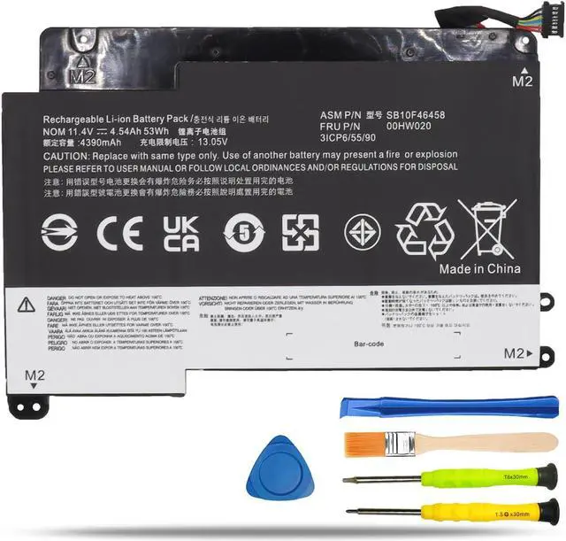 Main image of RHKRKQN 00HW020 53Wh Laptop Battery Replacement for Lenovo ThinkPad Yoga 460 20EL 20EM P40 Yoga 20GQ 20GR Yoga 14 20FY 20DM000VUS 20FY0002US S3 Yoga 14 Series Notebook SB10F46458 SB10F46459 00HW021