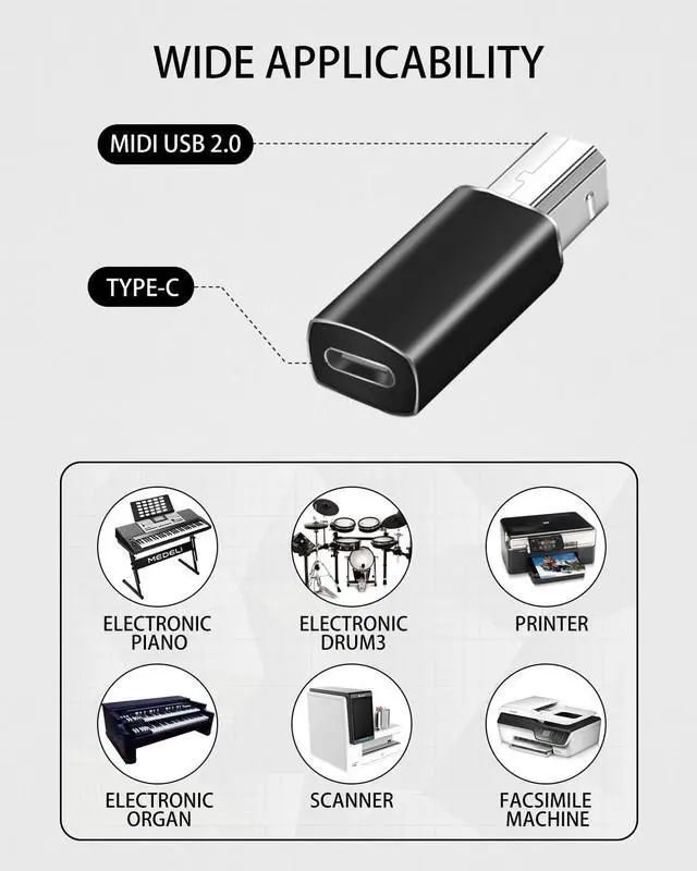 Alt view image 3 of 5 - USB C Adapter 20 Pack USB B to USB C, Type C Female to USB Printer Male Adapter, Type C to Midi Convert Connector Support Data Sync Compatible with Scanner Brother HP Canon Lexmark Epson Dell Xerox