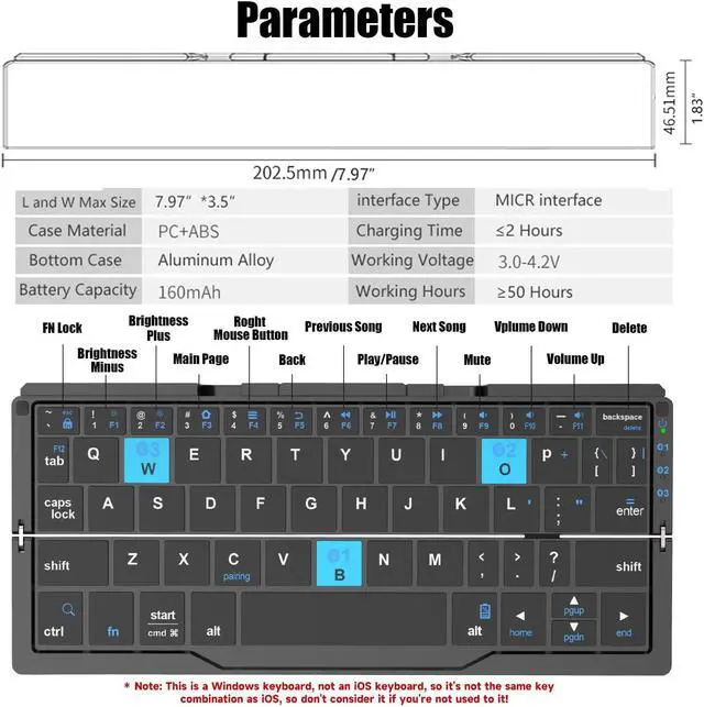 Alt view image 5 of 5 - Foldable Keyboard with Magnetic Stand Aluminum Mini Keys Quiet Bluetooth Folding Keyboard Portable Lightweight Travel Keyboard Rechargeable Pocket Portable Keyboard for All Tablet Phones (Sliver)