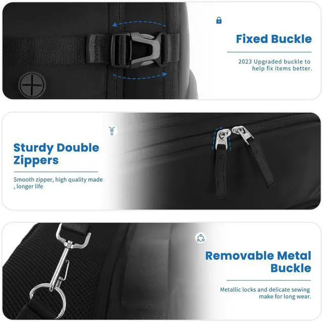 Alt view image 4 of 5 - Sinaliy Backpack (Black & Beige), Flight Approved Personal Item Travel Backpack, Carry On Backpack with Multi-Pockets, College Bag, Hiking Waterproof Backpack, Business Backpack with USB Charging Port