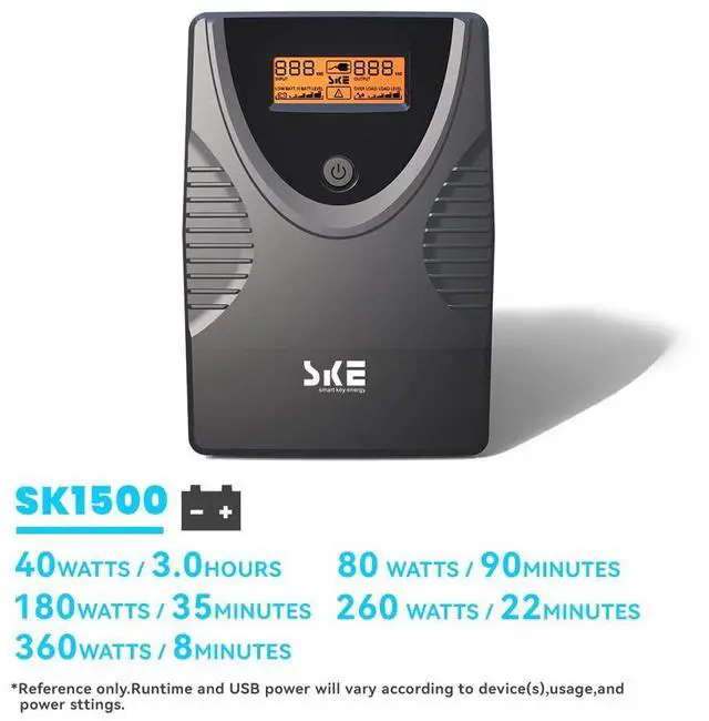 Alt view image 4 of 5 - SKE UPS 850VA+1500VA Battery Backup Power Supply Surge Protector 480W+900W Set Intelligent UPS with LCD Uninterruptible Power Supply