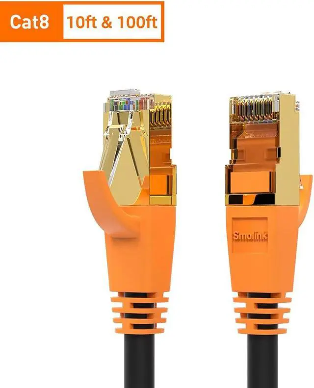 Main image of Cat8 Ethernet Cable (10ft + 100ft), Outdoor&Indoor, Heavy Duty High Speed 26AWG Cat8 LAN Network Cable 40Gbps, 2000Mhz with Gold Plated RJ45 Connector, Weatherproof S/FTP UV Resistant for Router/Gamin