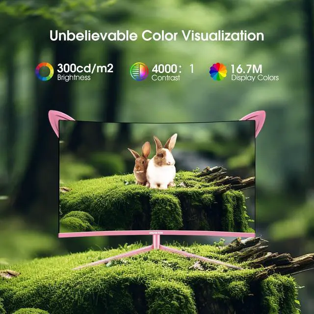Alt view image 5 of 5 - SNOW FOX Fierce Man Pink 27inch Curved Gaming Monitor 1440P 1800R VA Panel Computer Monitor High Refresh Rate Support 165HZ -144HZ,1ms,Contrast 4000 : 1,97% sRGB Color Gamut