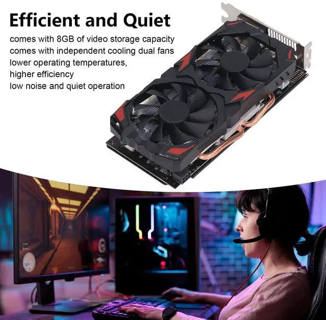 Alt view image 4 of 5 - RX580 Graphic Cards, Gaming 8GB DDR5, 256 Bit, Computer PC Video Graphics Card, PCI Express 3.0 with Fan, HD Multimedia Interface, DVI Ports, Ports (580 8G D5)