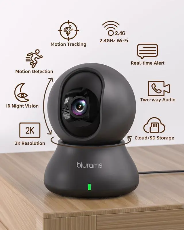 Alt view image 2 of 5 - blurams Security Camera Bundle Set, 2K Indoor Camera Pet Camera for Home Security w/Motion Tracking, 2-Way Audio, IR Night Vision, Siren, Compatible with Alexa