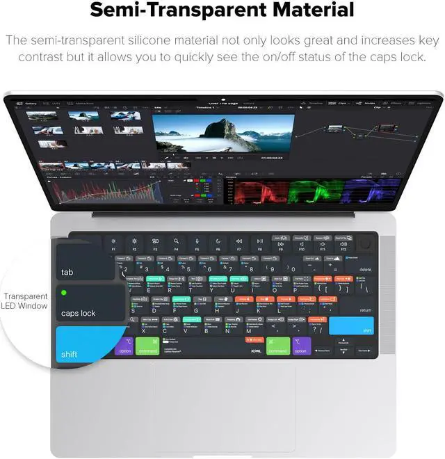 Alt view image 4 of 5 - JCPal Davinci Resolve Shortcut Guide Keyboard Cover for Apple MacBook Pro 14 inch and MacBook Pro 16 inch (M1-M4 Models) and MacBook Air 13 inch and MacBook Air 15 inch (M2-M4 Models) (US-Layout)