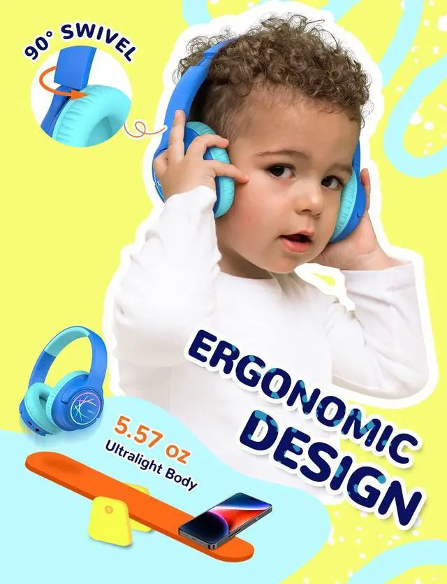 Alt view image 5 of 5 - iClever BTH18 & BTH12 Kids Bluetooth Headphones Bundles-Comfortable Fit, Stereo Sound, Foldable, Adjustable Headband, Childrens Headphones for iPad Tablet Home School Travel