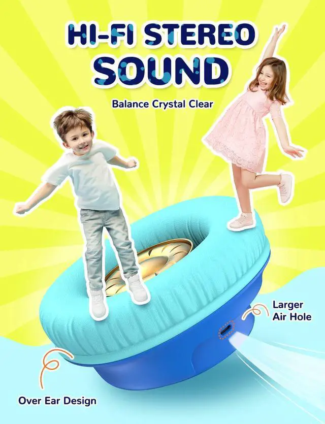 Alt view image 3 of 5 - iClever BTH18 & BTH12 Kids Bluetooth Headphones Bundles-Comfortable Fit, Stereo Sound, Foldable, Adjustable Headband, Childrens Headphones for iPad Tablet Home School Travel