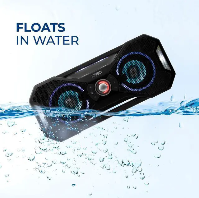 Alt view image 4 of 5 - Altec Lansing Mix 2.0 - Waterproof Bluetooth Speaker with Strong Bass, Portable Speaker for Travel & Outdoor Use, 100 Foot Range & 20 Hour Playtime, Black