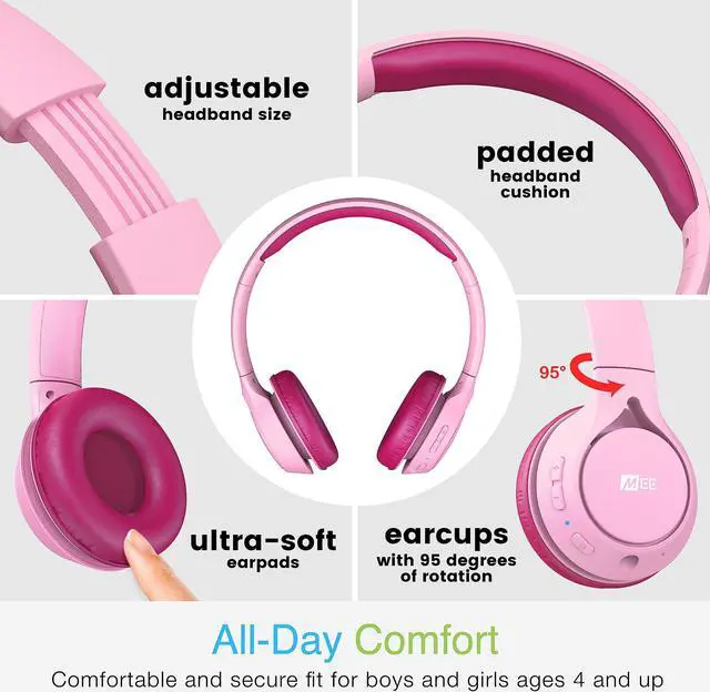 Alt view image 5 of 5 - MEE audio KidJamz KJ45BT Children's Safe Listening Bluetooth Wireless Headphones (2Pack, BL&PK)