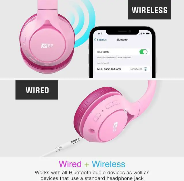 Alt view image 3 of 5 - MEE audio KidJamz KJ45BT Children's Safe Listening Bluetooth Wireless Headphones (2Pack, BL&PK)