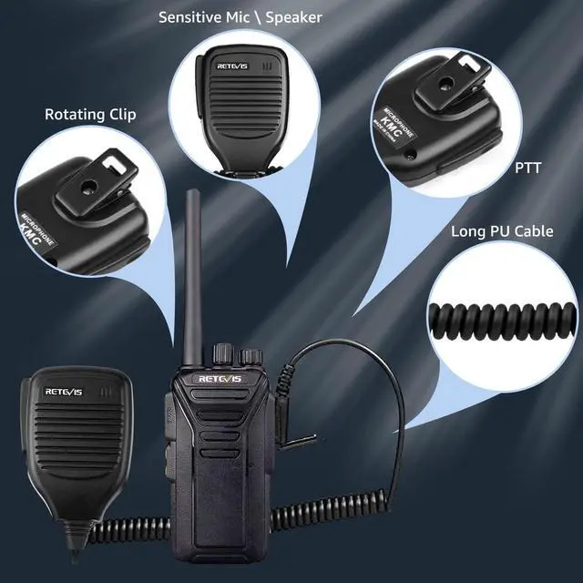 Alt view image 4 of 5 - Retevis RT27 Walkie Talkies,Two Way Radio with Shoulder Speaker Mic,2 Way Radios Long Range,USB Charging Base,Local Alarm,Walkie Talkie for Adults Construction Site School Security(5 Pack)