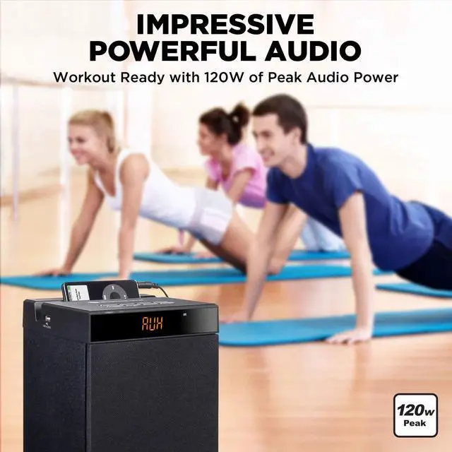 Alt view image 5 of 5 - GOgroove Bluetooth Tower Speaker with Subwoofer Built in - Floorstanding Home Speaker with Powerful Bass and Dual Drivers, 120W Peak Power, MP3 3.5mm Aux, USB 2.0 Port Flash Drive, FM Radio (Single)