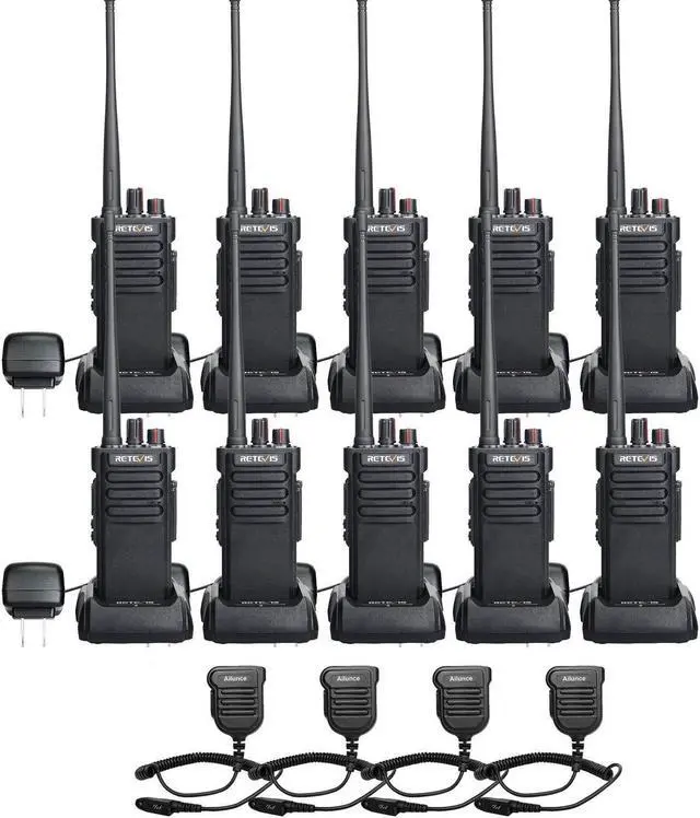 Main image of Retevis RT29 2 Way Radios 10 Pack with IP55 Waterproof Mic, Walkie Talkies Long Range, Heavy Duty Two Way Radios Rechargeable IP55 Waterproof Mic