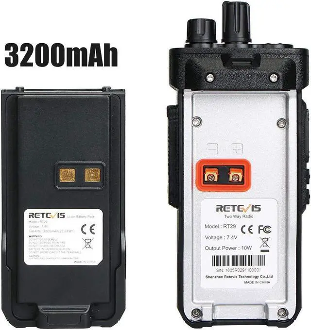 Alt view image 3 of 5 - Retevis RT29 2 Way Radios 10 Pack with IP55 Waterproof Mic, Walkie Talkies Long Range, Heavy Duty Two Way Radios Rechargeable IP55 Waterproof Mic