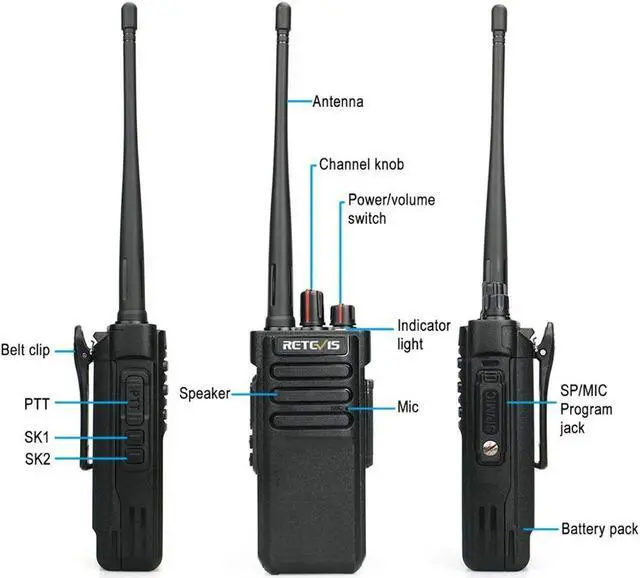 Alt view image 4 of 5 - Retevis RT29 2 Way Radios 10 Pack with IP55 Waterproof Mic, Walkie Talkies Long Range, Heavy Duty Two Way Radios Rechargeable IP55 Waterproof Mic