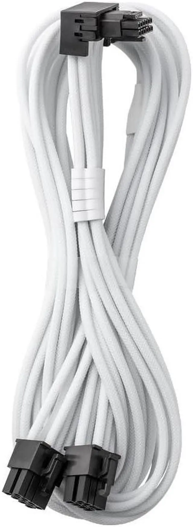 Main image of CableMod C-Series Pro ModMesh Sleeved 12VHPWR 90° StealthSense PCI-e Cable for Corsair - Variant B (White, 16-pin to Dual 8-pin, 60cm)