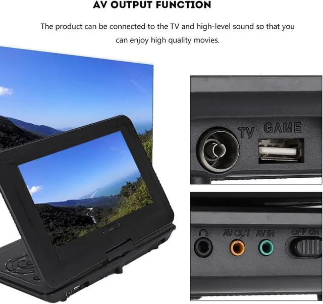 Alt view image 2 of 5 - 13.9inch HD Portable Player, MP3/CD/TV Player with Swivel Screen Built-in Rechargeable Battery Supported Secure Digital Memory Card and USB Direct Play (US Plug 110-240V)