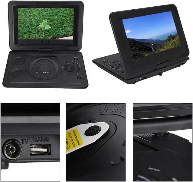 Alt view image 5 of 5 - 13.9inch HD Portable Player, MP3/CD/TV Player with Swivel Screen Built-in Rechargeable Battery Supported Secure Digital Memory Card and USB Direct Play (US Plug 110-240V)