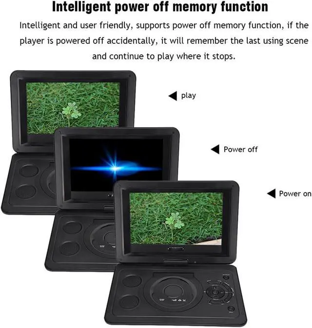 Alt view image 4 of 5 - 13.9inch HD Portable Player, MP3/CD/TV Player with Swivel Screen Built-in Rechargeable Battery Supported Secure Digital Memory Card and USB Direct Play (US Plug 110-240V)