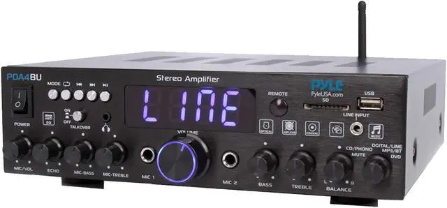 Alt view image 2 of 4 - Pyle Wireless Bluetooth Stereo Amplifier-Multi-Channel 200W Amplifier Home Audio Receiver System Bundle Combo with 2x 3.5'' 3-Way Weather Proof Mini Black Box Speakers, 16 Gauge 50 Feet Speaker Wire
