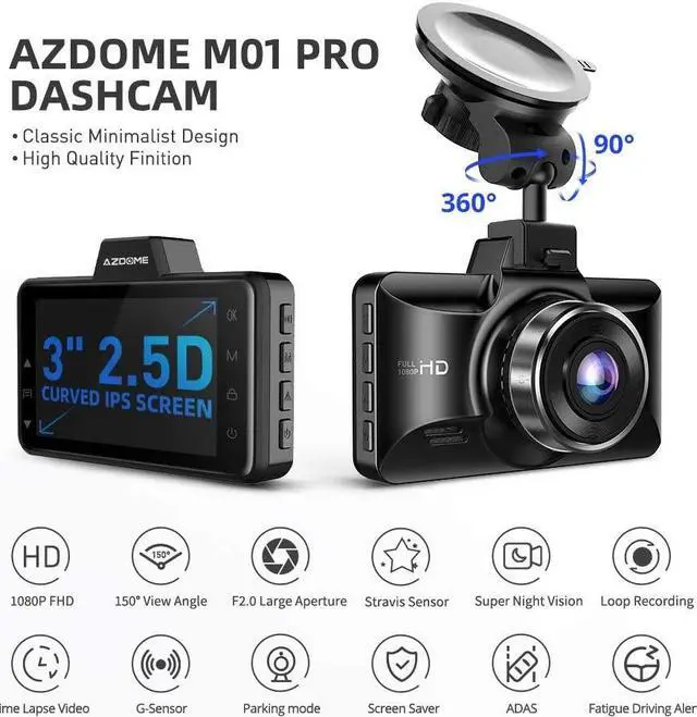 Alt view image 3 of 5 - AZDOME M01 Pro Dual Dash Cam and Mirror Mount Holder